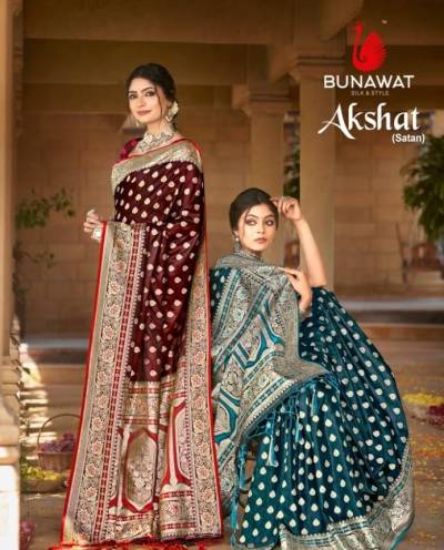 AKSHAT (SATAN) BY BUNAWAT SATIN SILK SAREE MANUFACTURER IN INDIA
